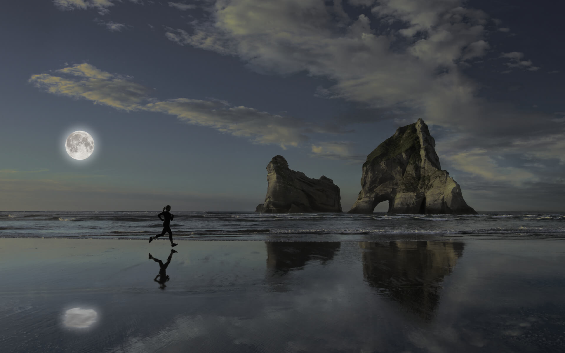 Beach Running At Night Wallpaperhub